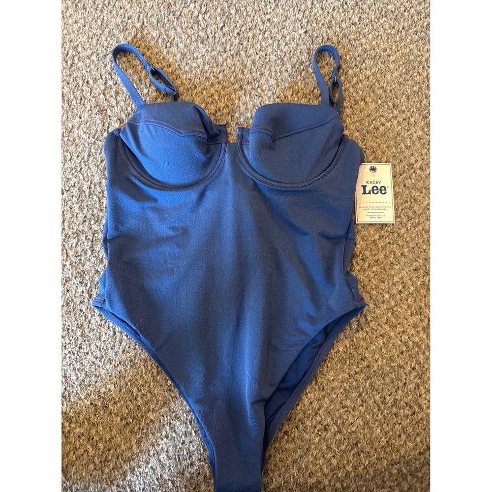 Kacey Lee Musgraves x Lee Denim Underwire One Piece Swimsuit Dark Wash XL 16-18
